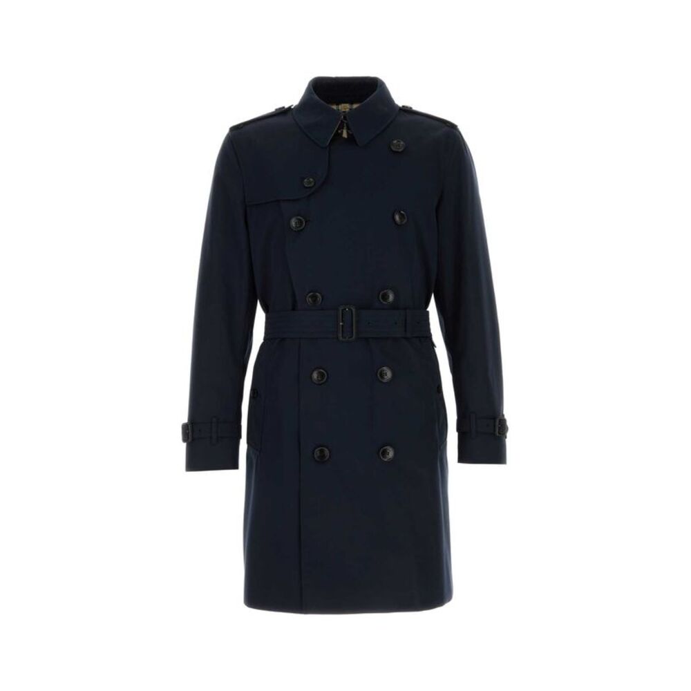 Burberry Men Dark Blue Gabardine Heritage Kensington Trench Coat